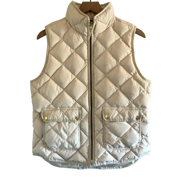 J. Crew Jackets & Blazers - J. Crew Cream Quilted Down Puffer Zip-Up Vest, Size M